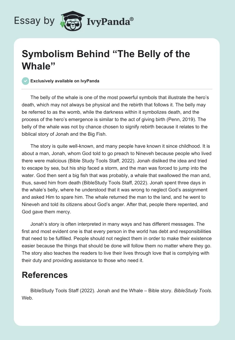 Symbolism Behind “The Belly of the Whale”. Page 1