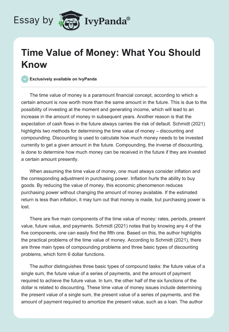 Time Value of Money: What You Should Know. Page 1