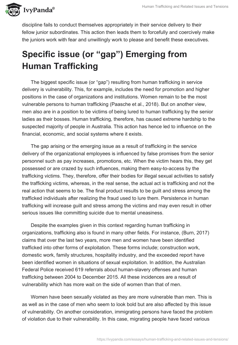 Human Trafficking and Related Issues and Tensions. Page 3