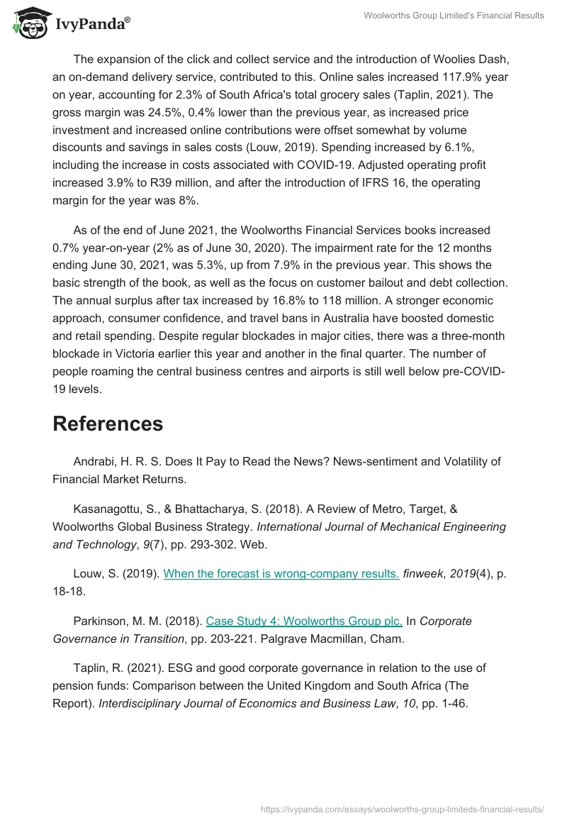 Woolworths Group Limited's Financial Results. Page 2
