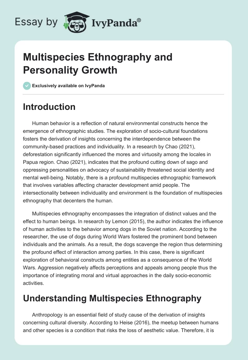 Multispecies Ethnography and Personality Growth. Page 1