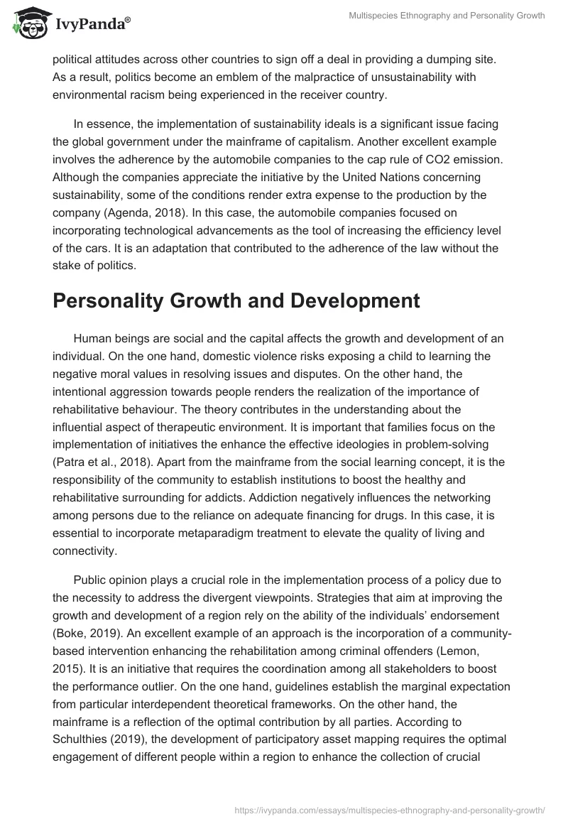 Multispecies Ethnography and Personality Growth. Page 3