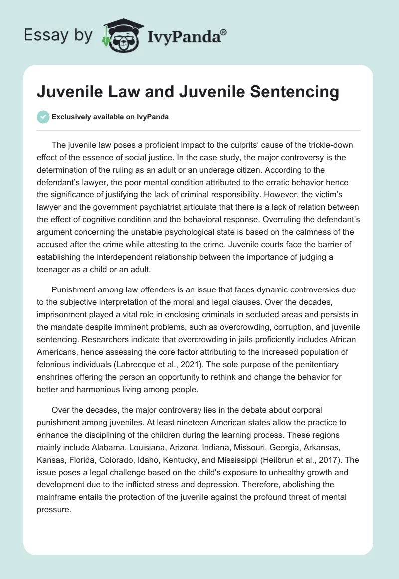Juvenile Law and Juvenile Sentencing. Page 1