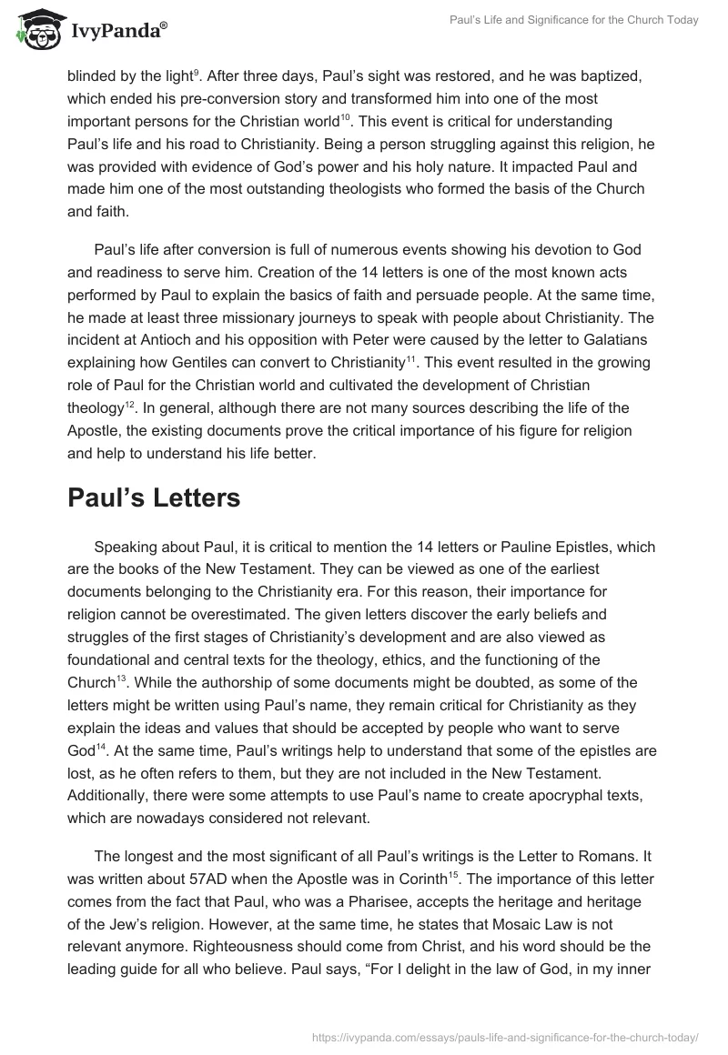 Paul’s Life and Significance for the Church Today. Page 3