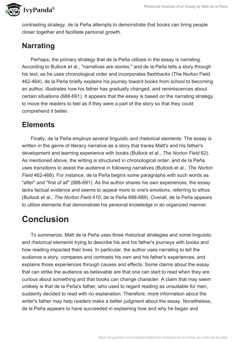 Rhetorical Analysis of an Essay by Matt de la Peña. Page 3