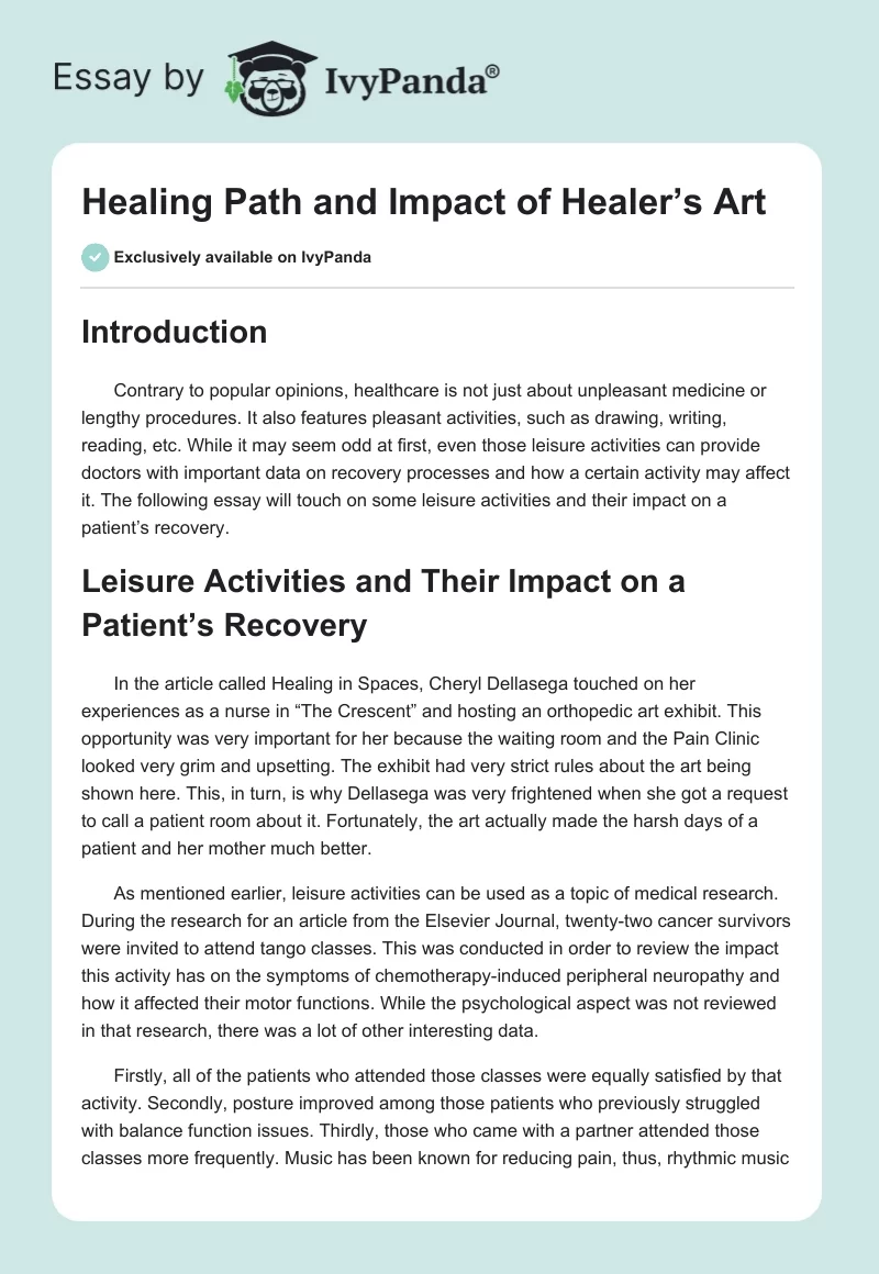 Healing Path and Impact of Healer’s Art. Page 1