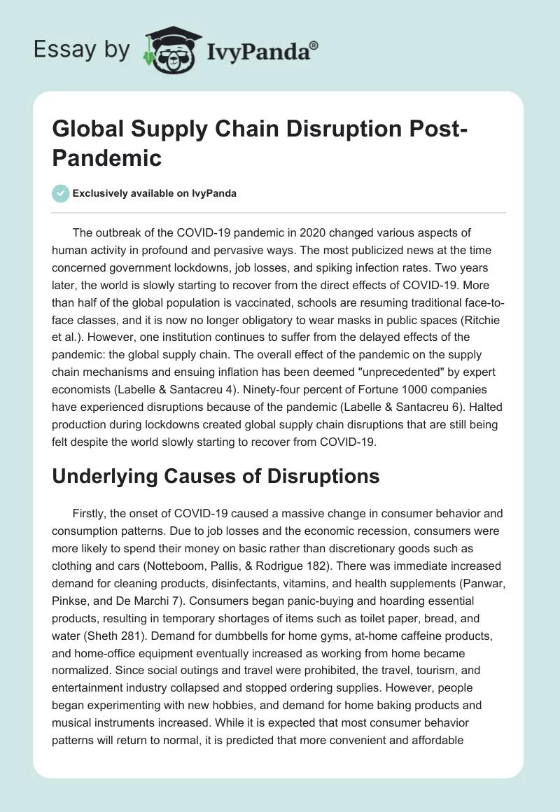 Global Supply Chain Disruption Post-Pandemic. Page 1