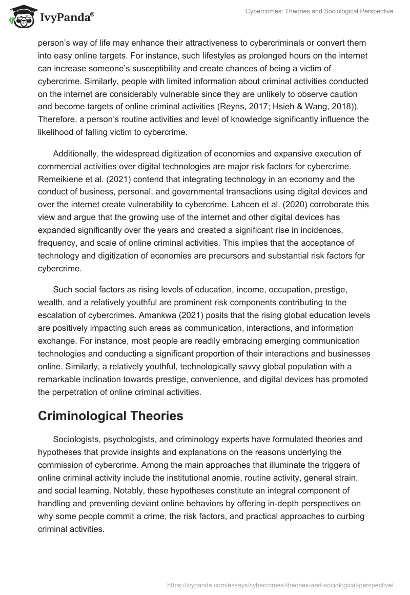 Cybercrimes: Theories and Sociological Perspective. Page 3