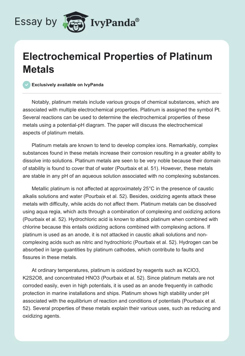 Electrochemical Properties of Platinum Metals. Page 1
