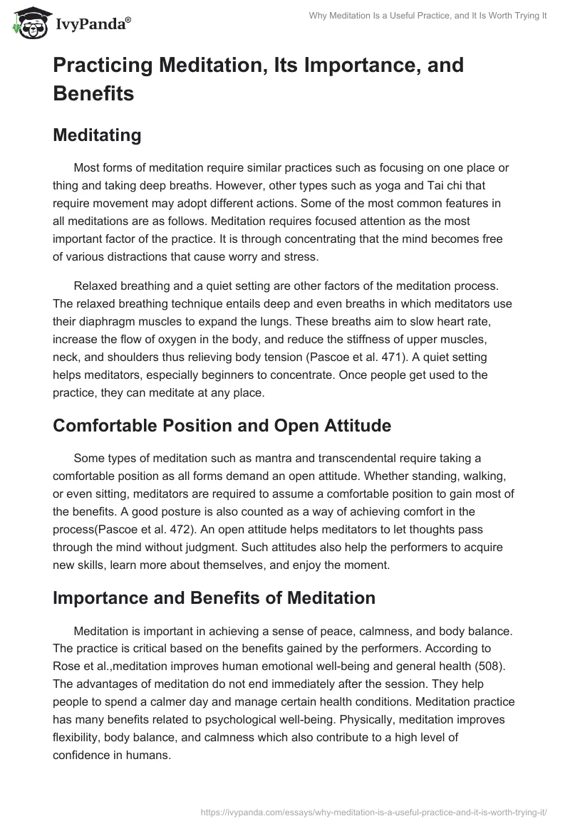 Why Meditation Is a Useful Practice, and It Is Worth Trying It. Page 4