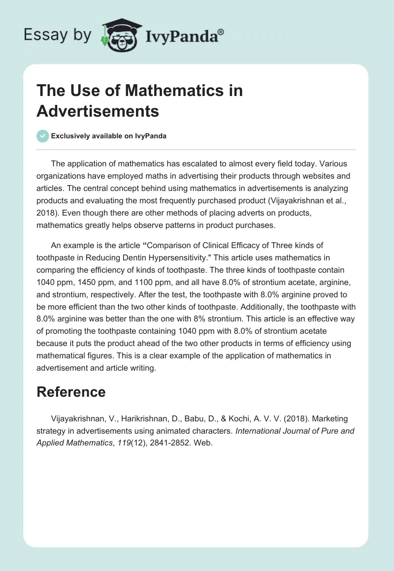 The Use of Mathematics in Advertisements. Page 1