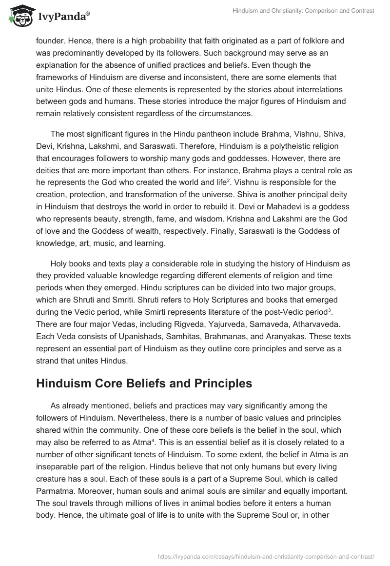 Hinduism and Christianity: Comparison and Contrast. Page 2