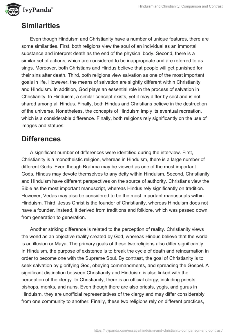 Hinduism and Christianity: Comparison and Contrast. Page 4