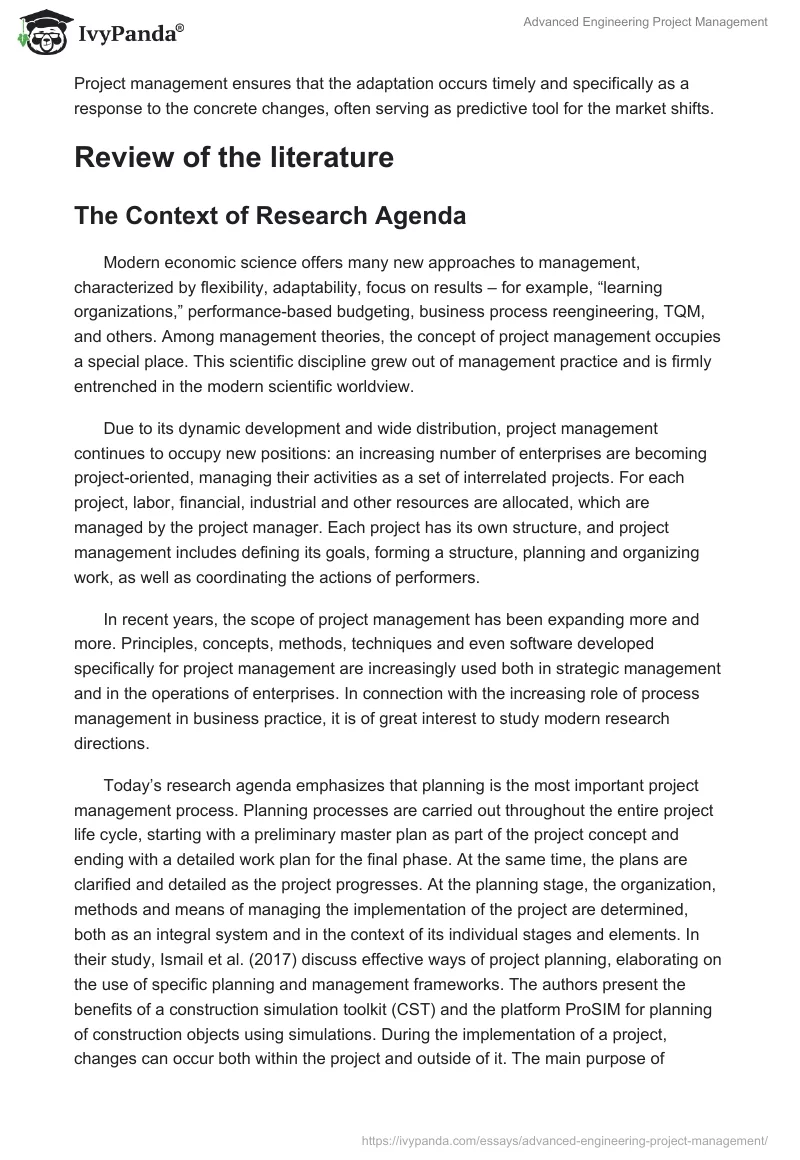 Advanced Engineering Project Management. Page 2