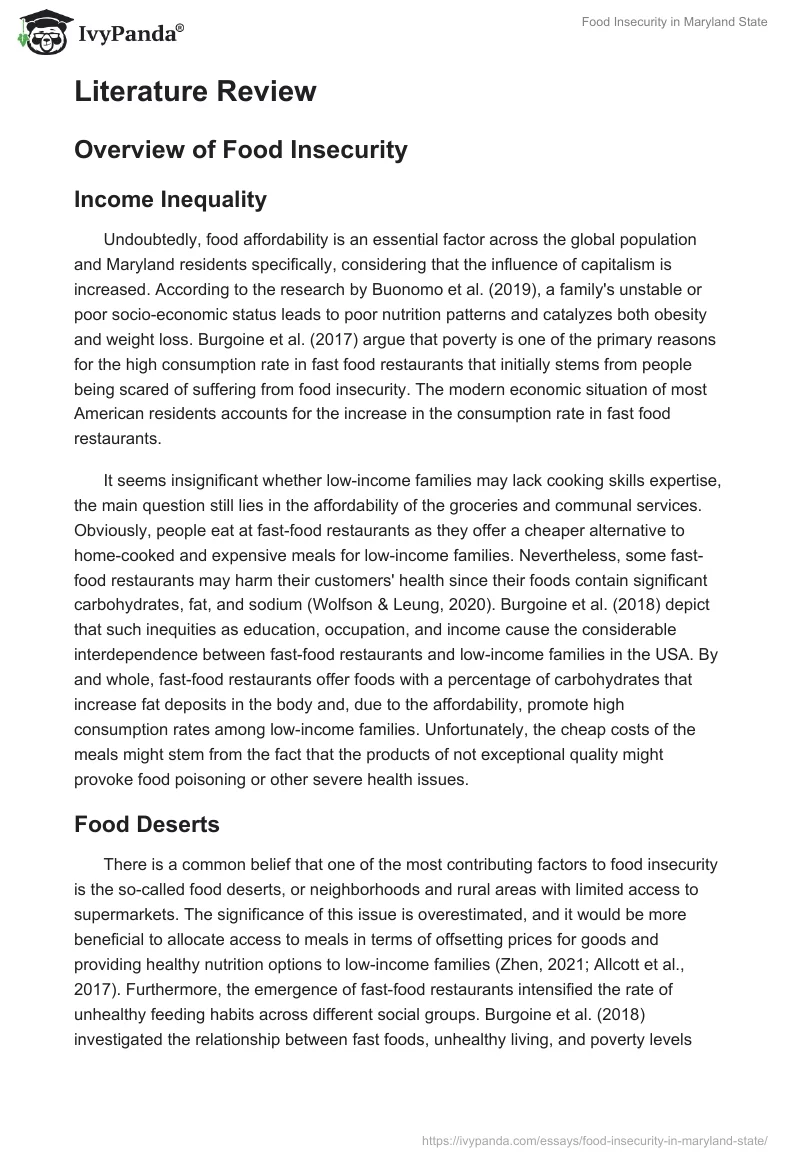 Food Insecurity in Maryland State. Page 2