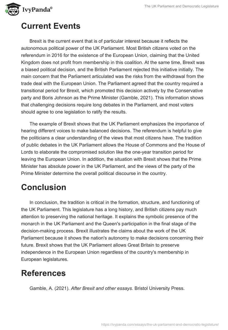 The UK Parliament and Democratic Legislature. Page 3