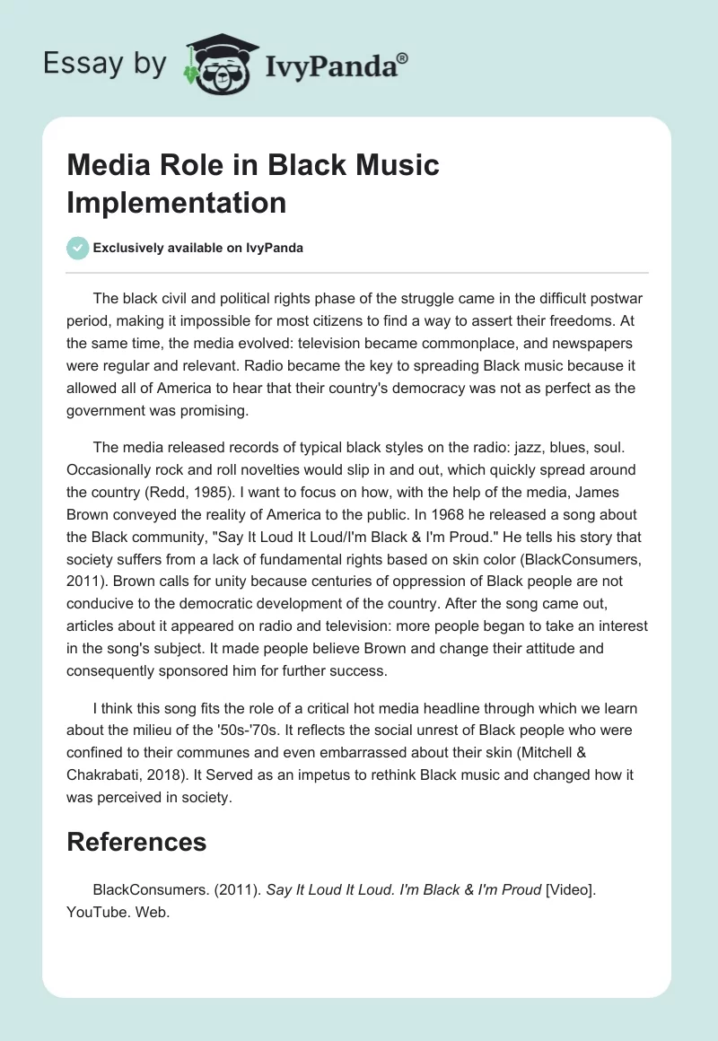 Media Role in Black Music. Page 1