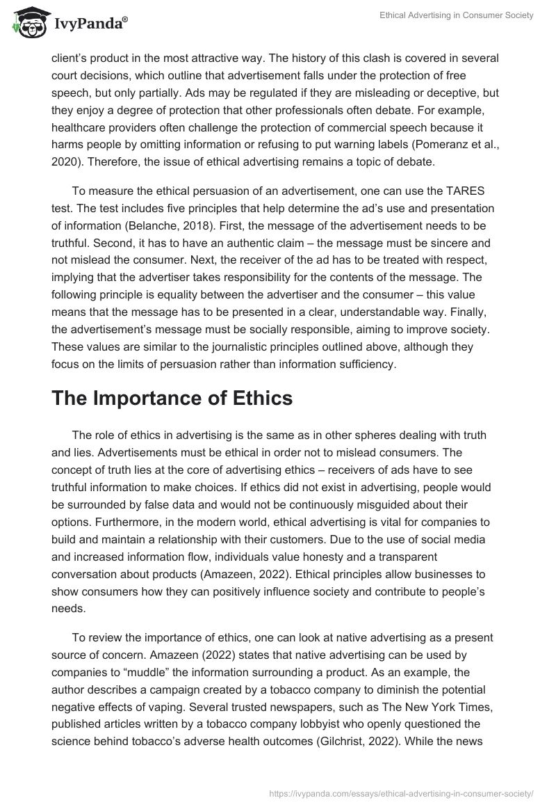 Ethical Advertising in Consumer Society. Page 2
