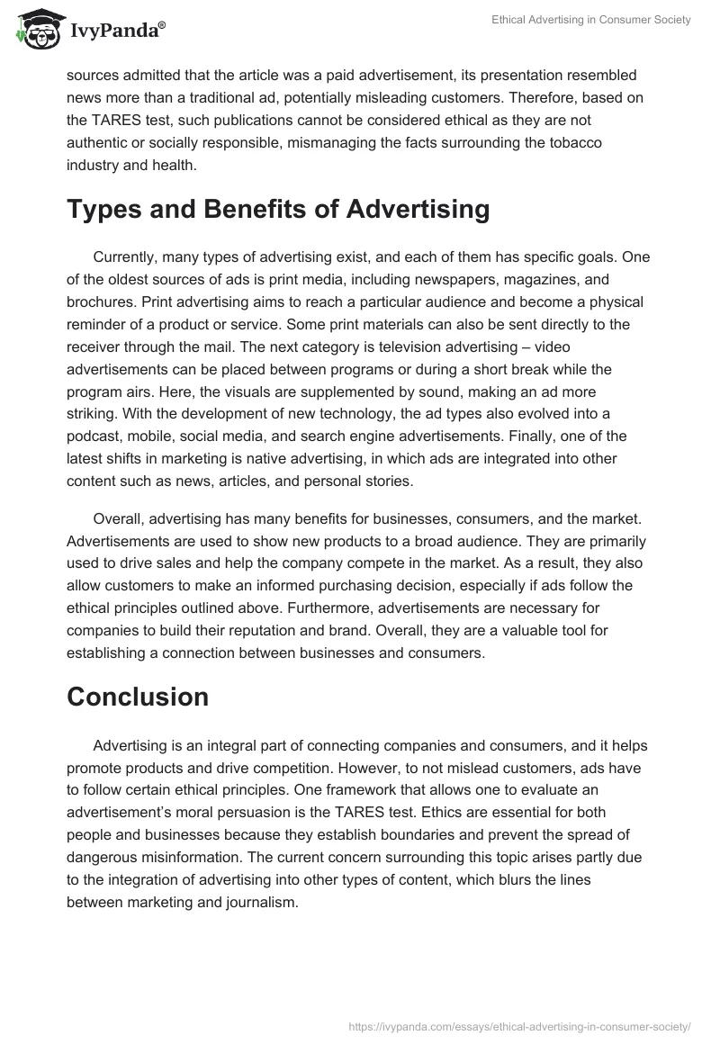 Ethical Advertising in Consumer Society. Page 3