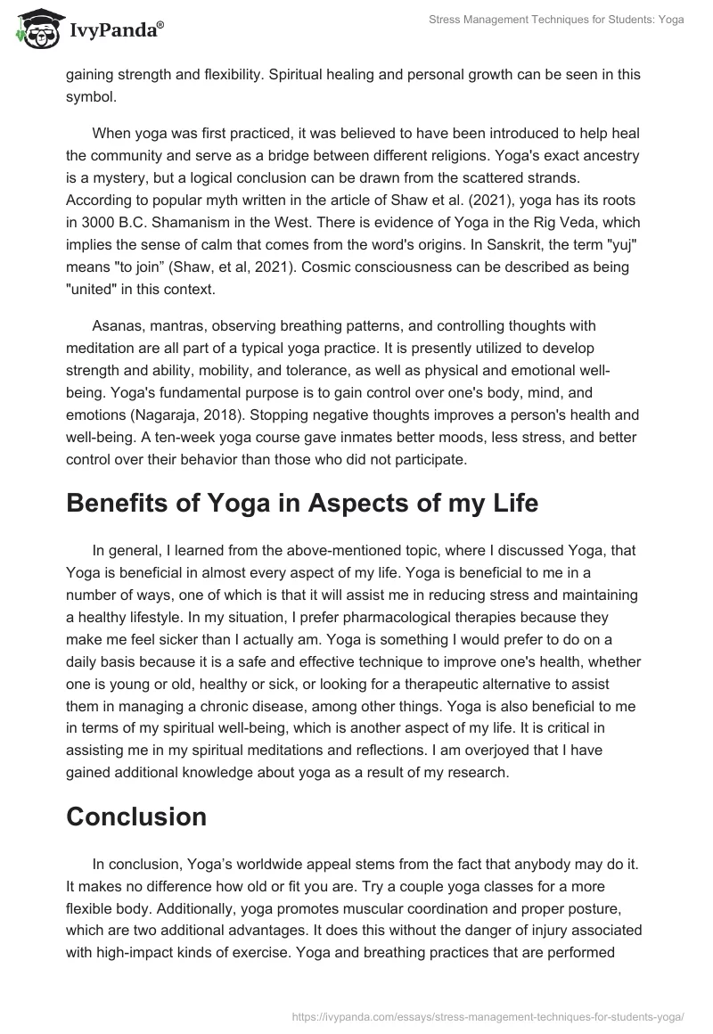 Stress Management Techniques for Students: Yoga. Page 3
