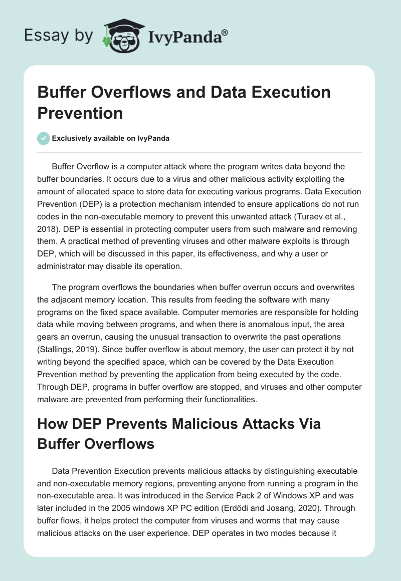 Buffer Overflows and Data Execution Prevention. Page 1