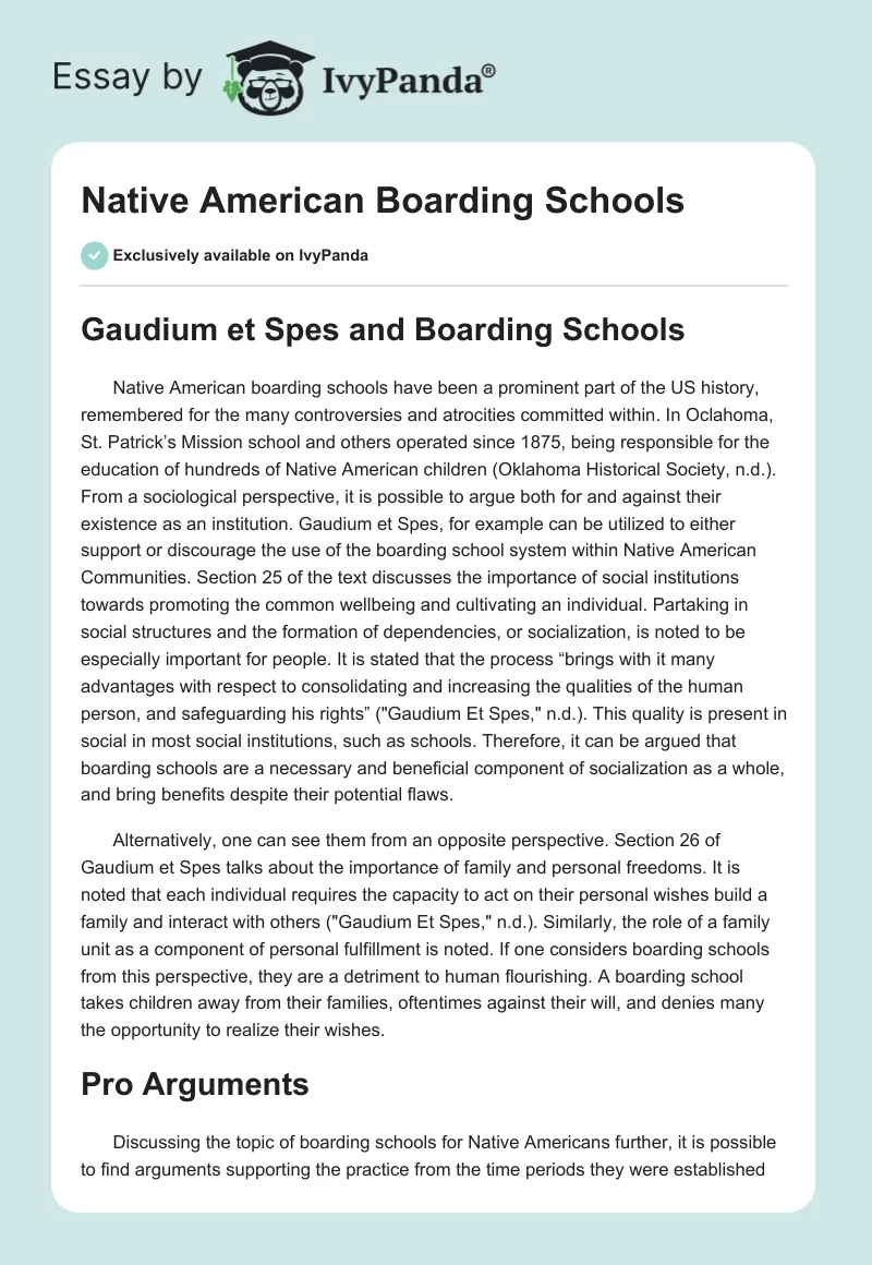 Native American Boarding Schools. Page 1