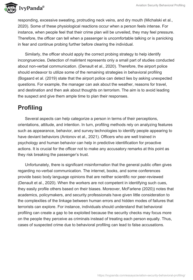 Aviation Security Behavioral Profiling. Page 4
