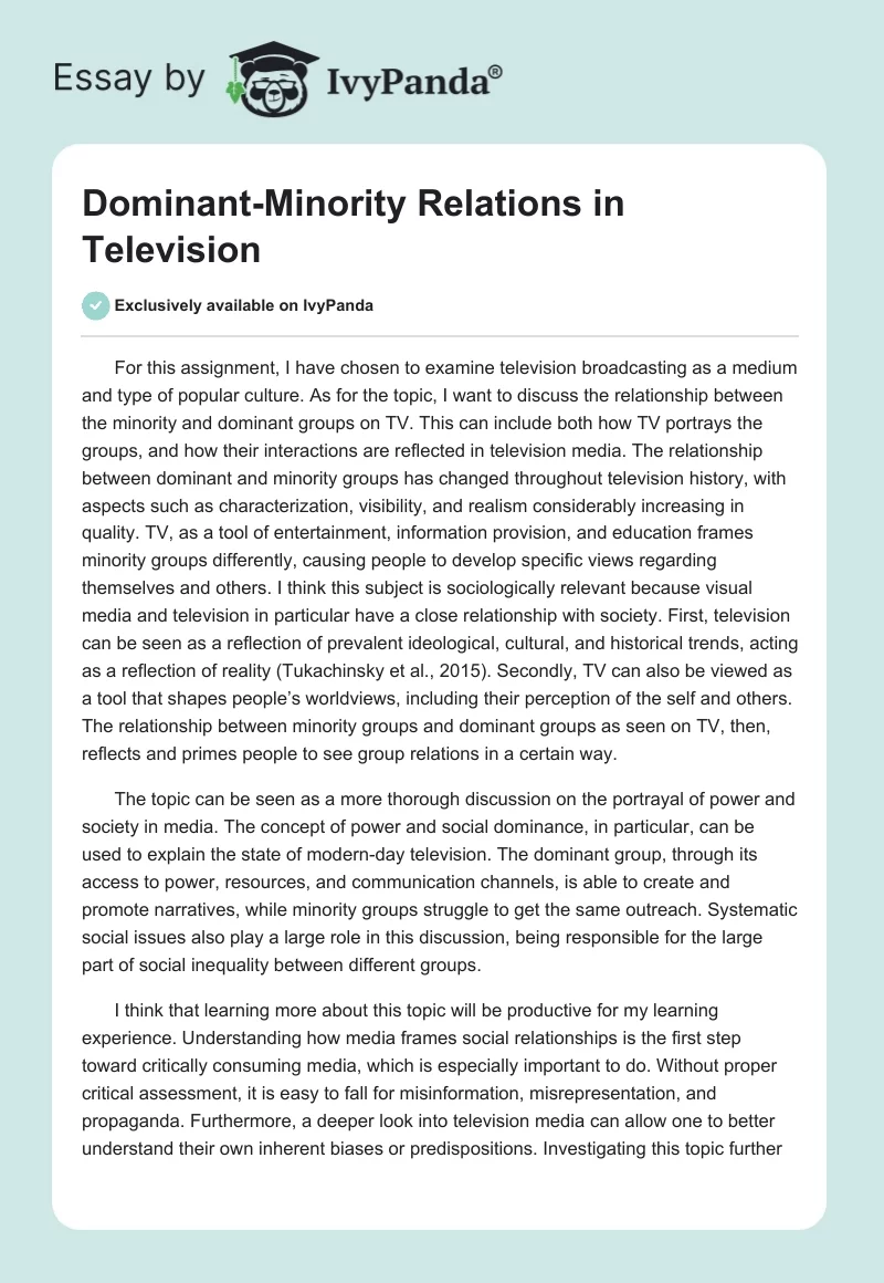 Dominant-Minority Relations in Television. Page 1