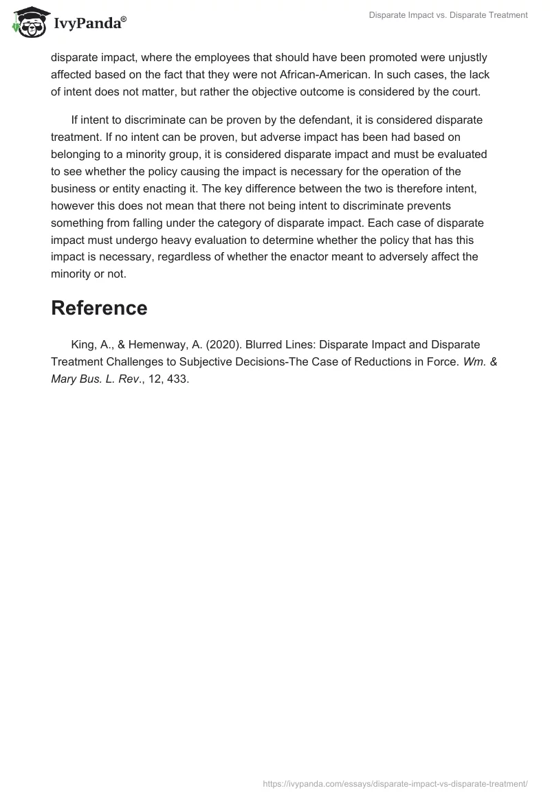 Disparate Impact vs. Disparate Treatment. Page 2