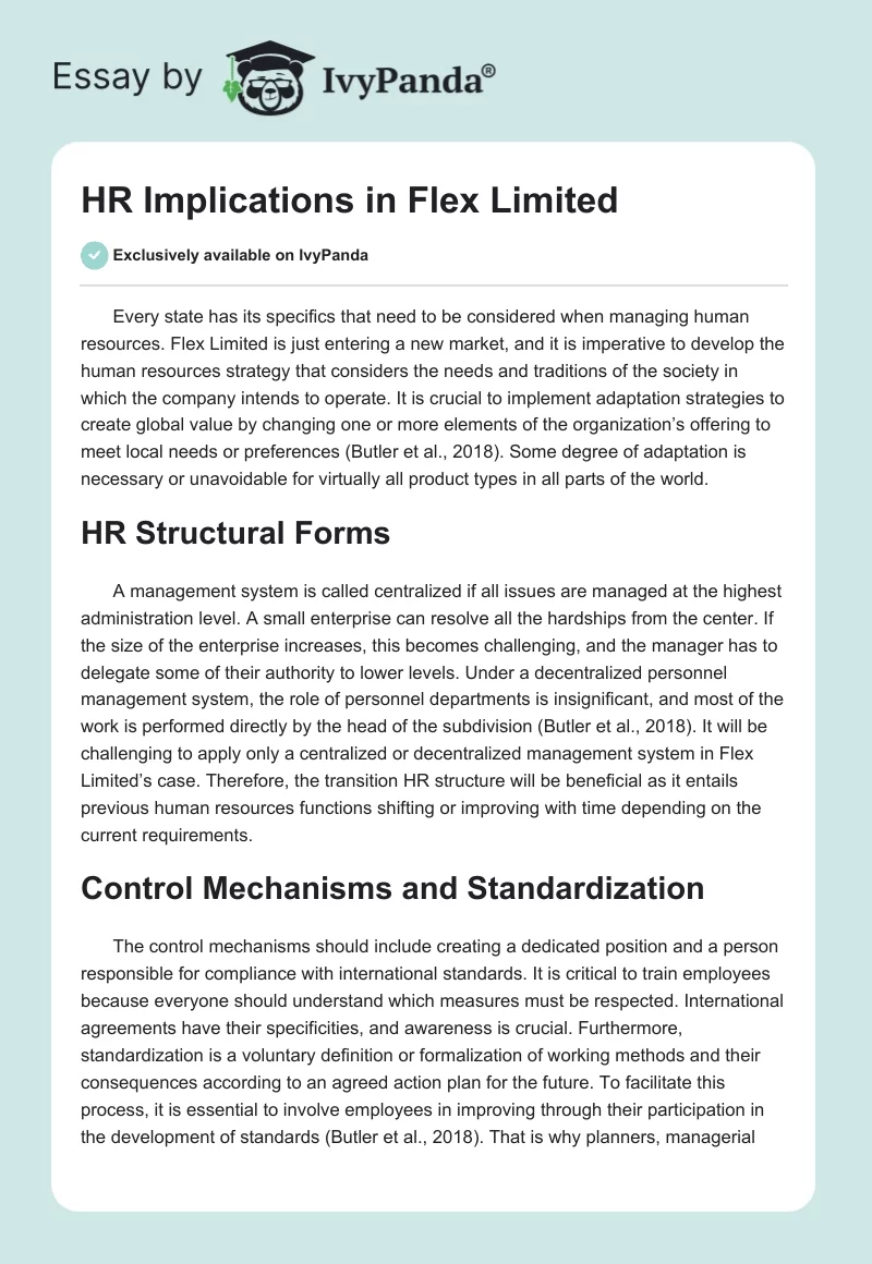 HR Implications in Flex Limited. Page 1