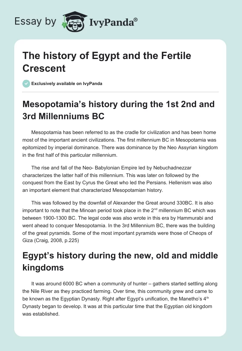 The history of Egypt and the Fertile Crescent. Page 1