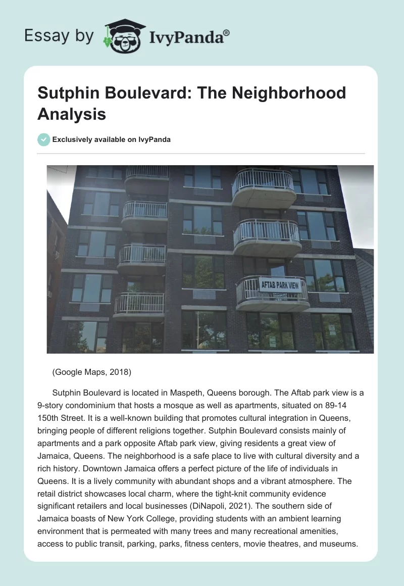 Sutphin Boulevard: The Neighborhood Analysis. Page 1