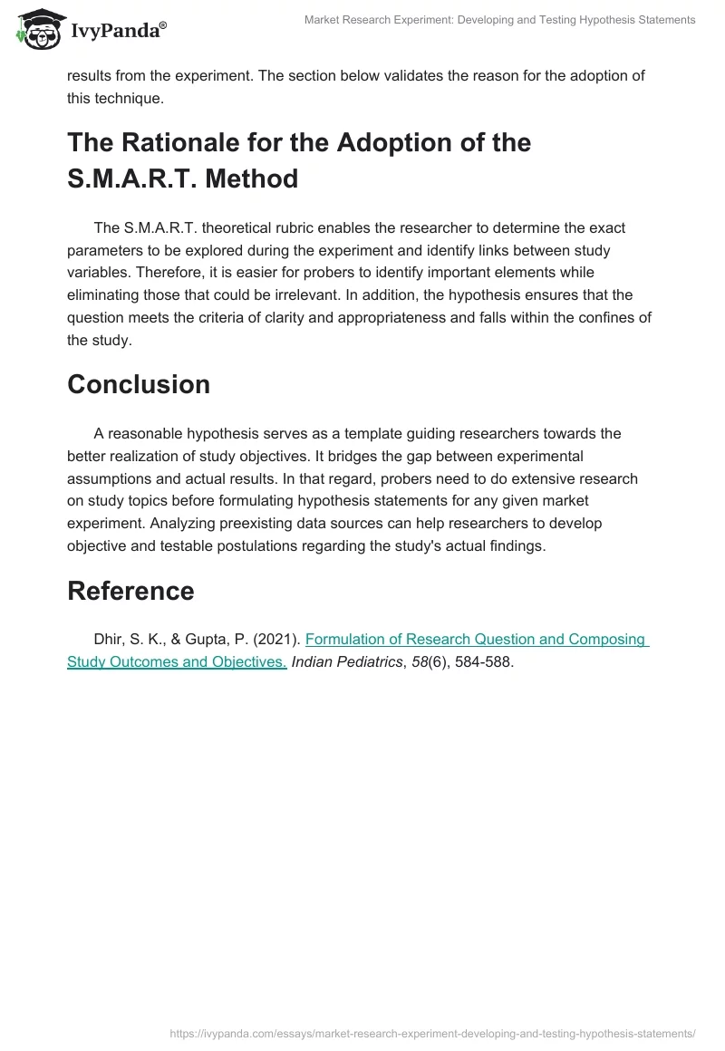 Market Research Experiment: Developing and Testing Hypothesis Statements. Page 2