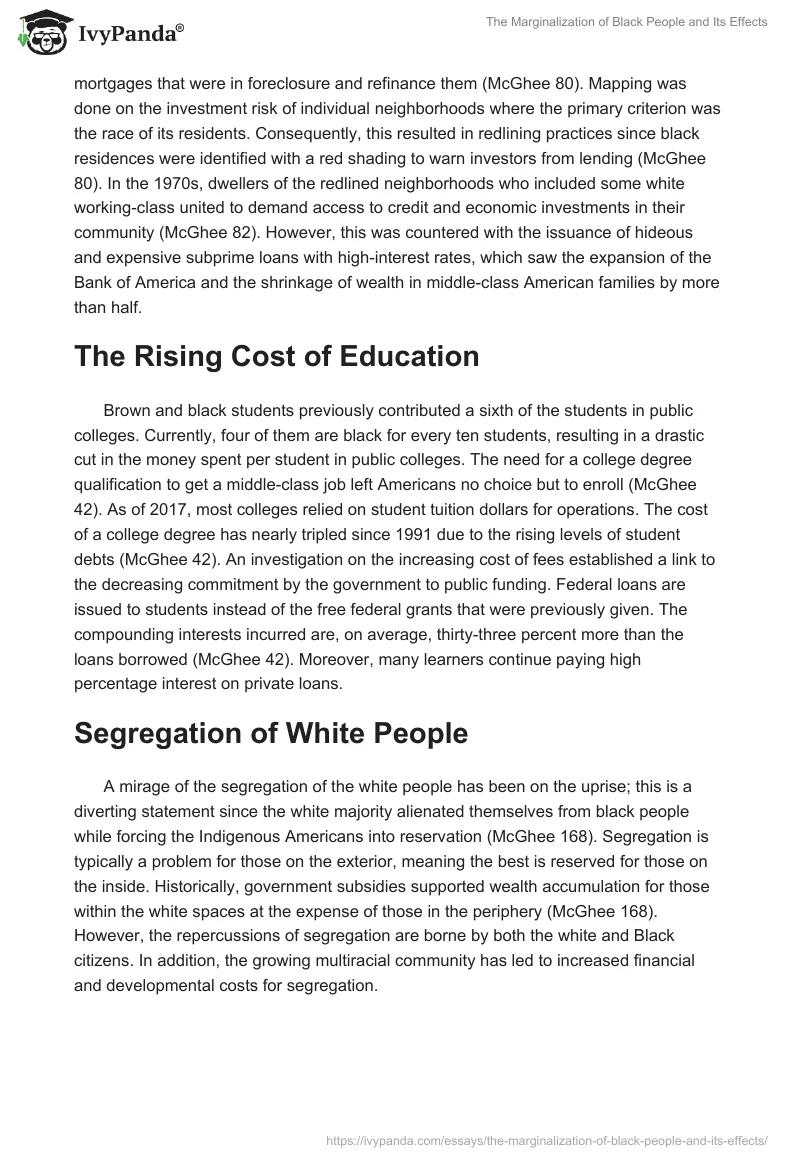 The Marginalization of Black People and Its Effects. Page 2