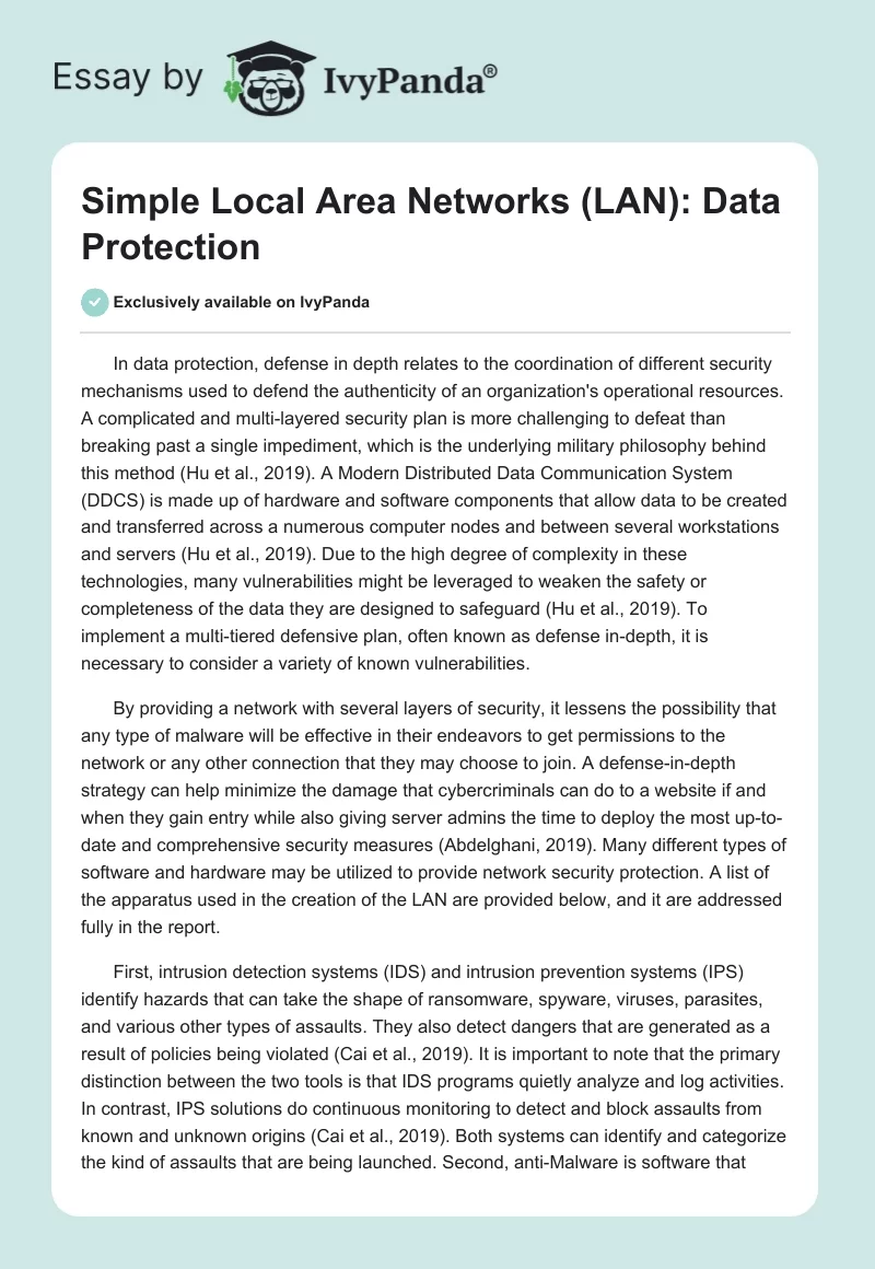 Simple Local Area Networks (LAN): Data Protection. Page 1