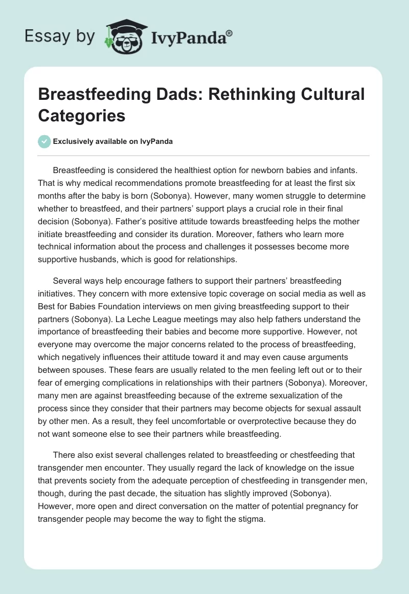 Breastfeeding Dads: Rethinking Cultural Categories. Page 1