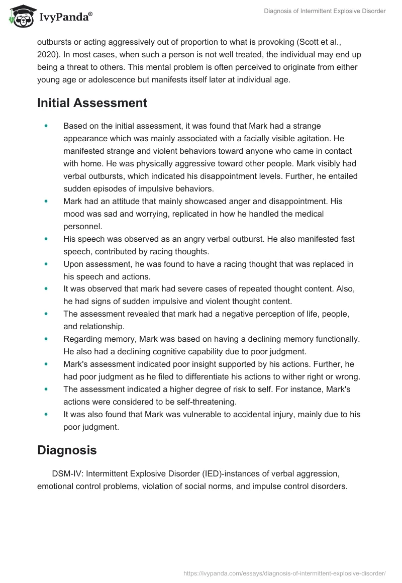 Diagnosis of Intermittent Explosive Disorder. Page 2