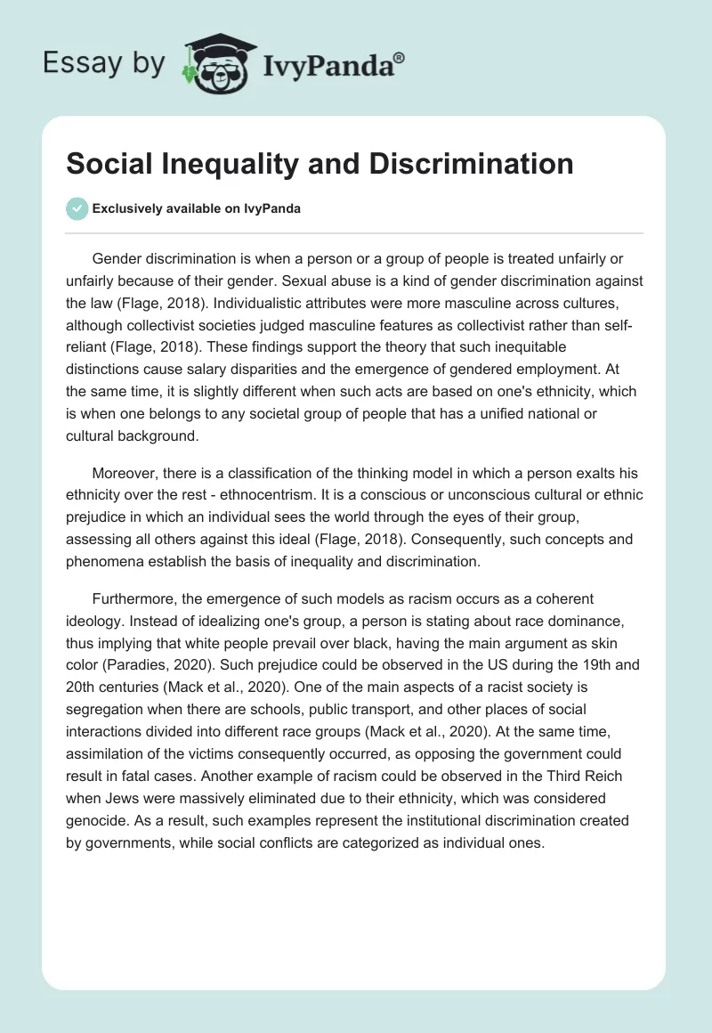 Social Inequality and Discrimination. Page 1