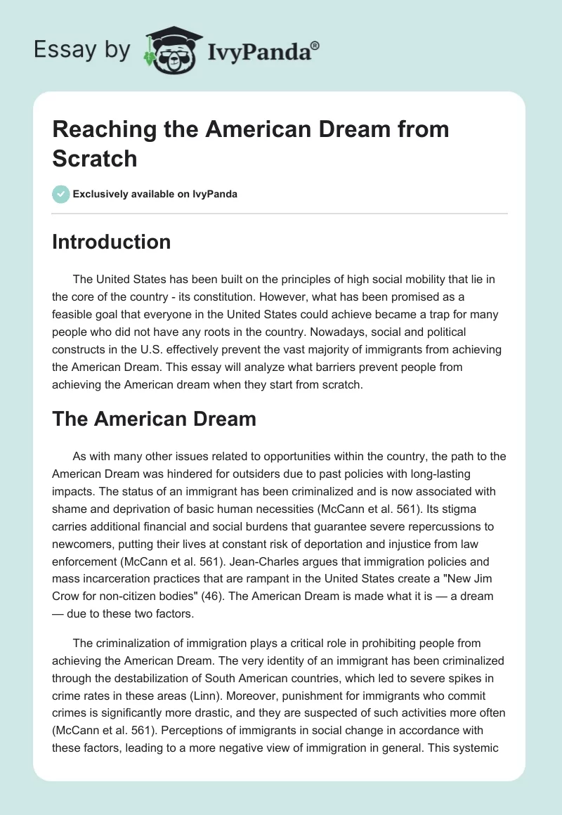 Reaching the American Dream From Scratch. Page 1