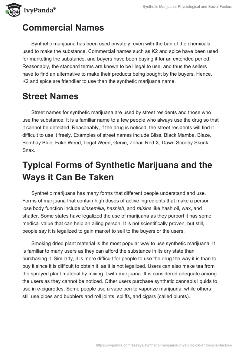 Synthetic Marijuana: Physiological and Social Factors. Page 3