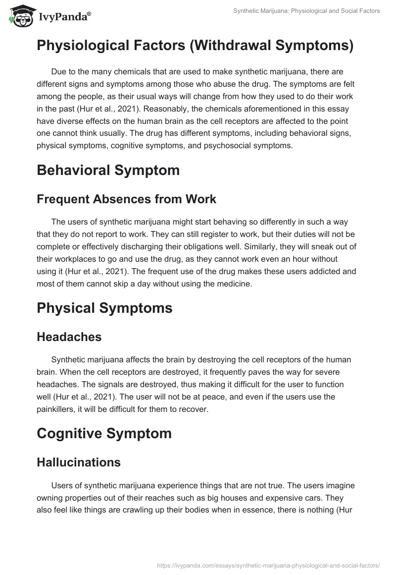 Synthetic Marijuana: Physiological and Social Factors. Page 4