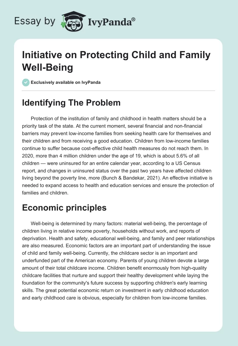 Initiative on Protecting Child and Family Well-Being. Page 1