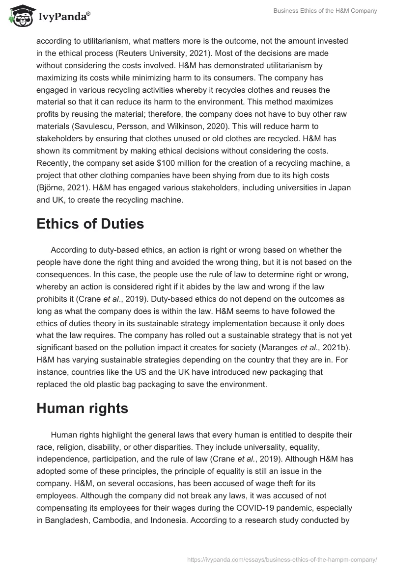 Business Ethics of the H&M Company. Page 5