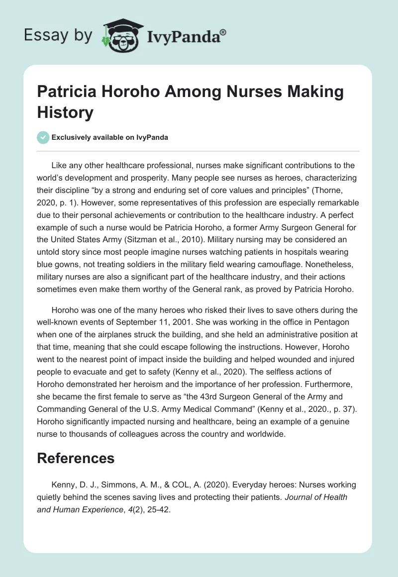 Patricia Horoho Among Nurses Making History. Page 1