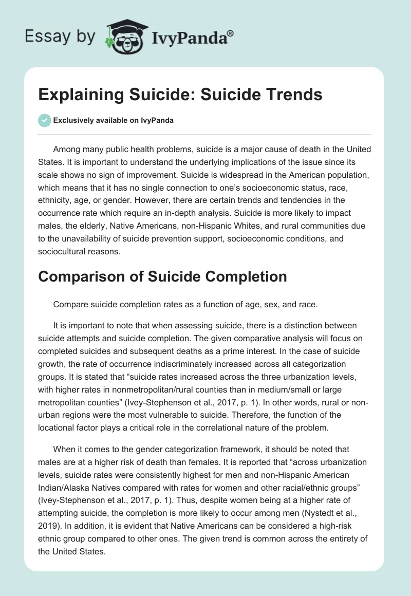 Explaining Suicide: Suicide Trends. Page 1