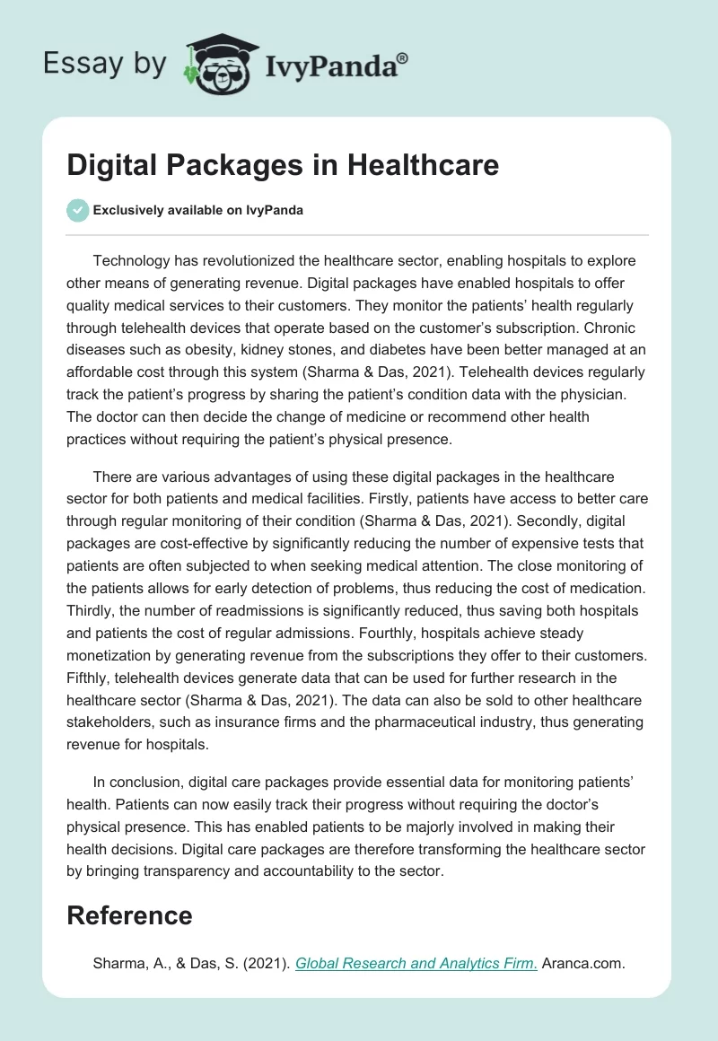 Digital Packages in Healthcare. Page 1
