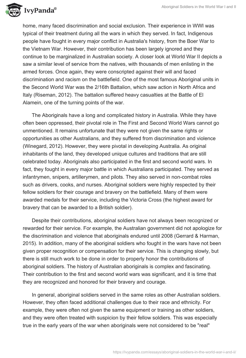 Aboriginal Soldiers in the World War I and II. Page 2