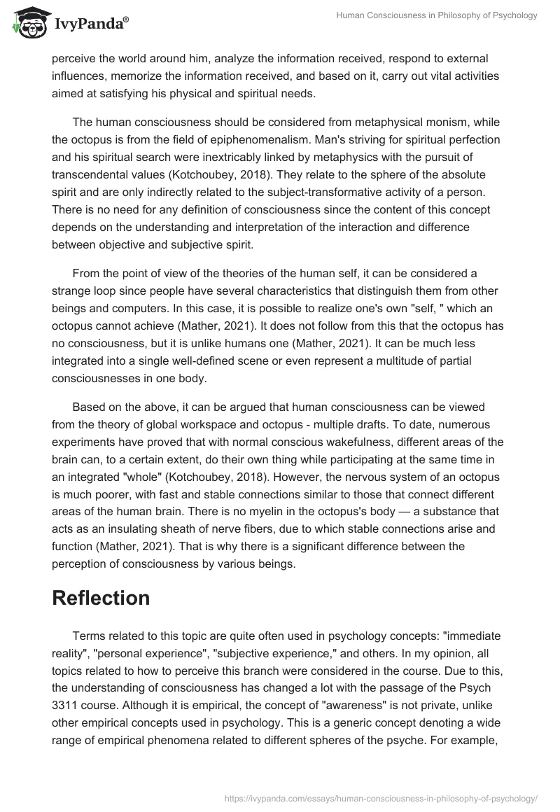 Human Consciousness in Philosophy of Psychology. Page 2