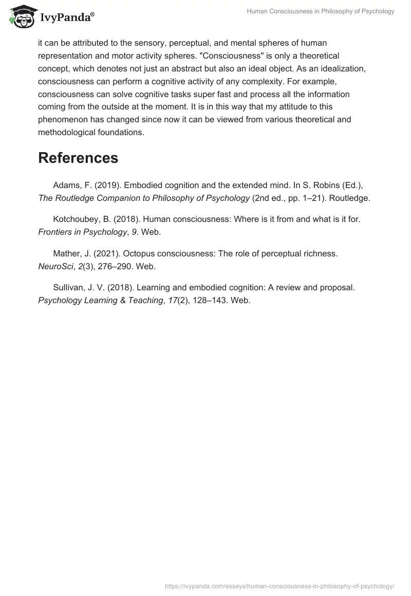 Human Consciousness in Philosophy of Psychology. Page 3