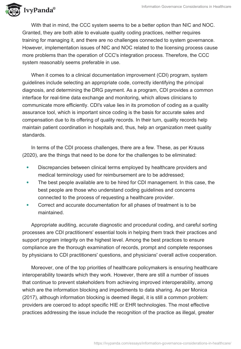 Information Governance Considerations in Healthcare. Page 2